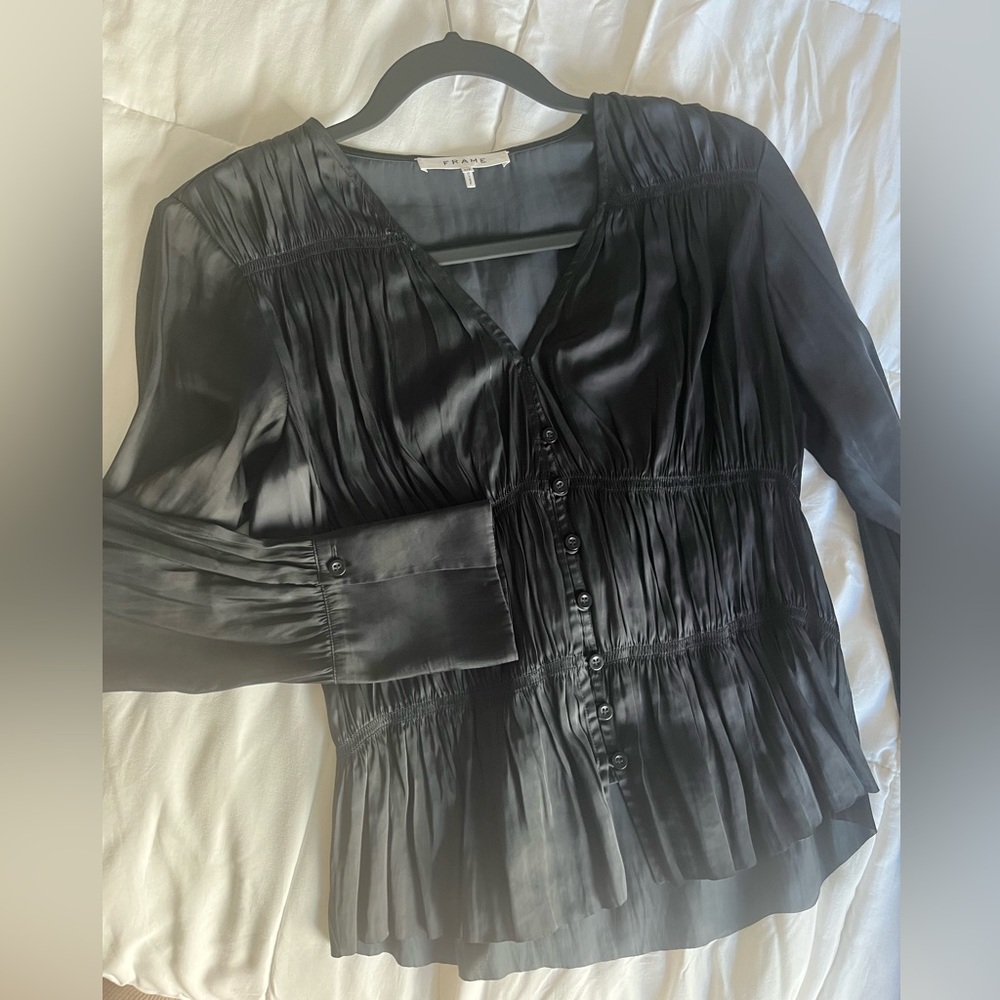 Frame black silky blouse